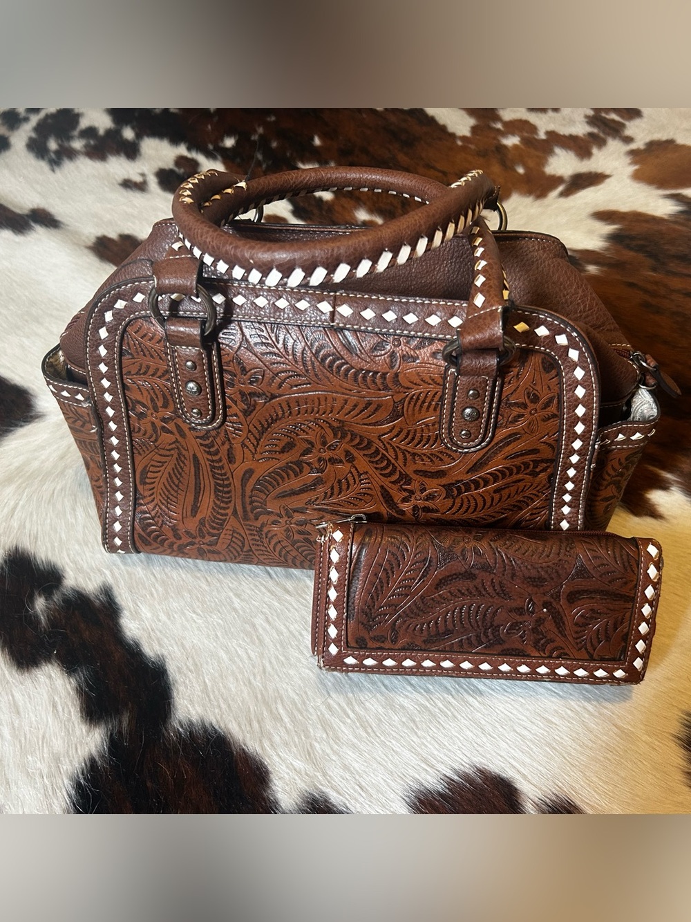 Blazin Roxx Brown Leather Handbag with Matching Wallet